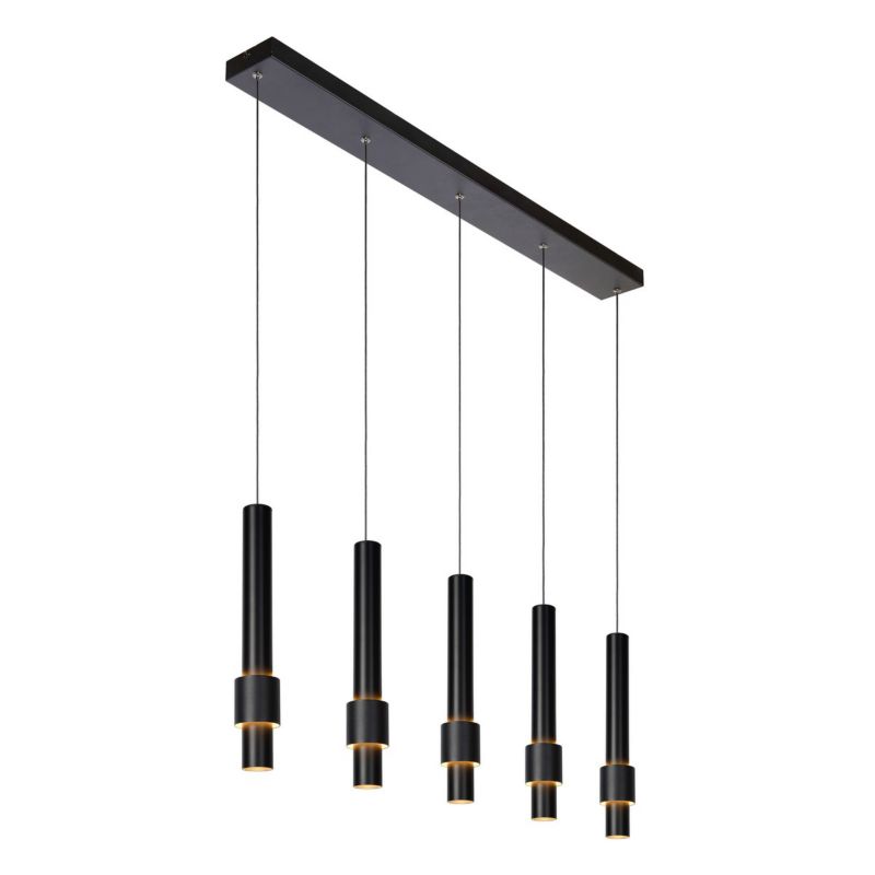 Lampa wisząca Lucide Margary czarna tuby wbudowany LED 22W 1 szt.