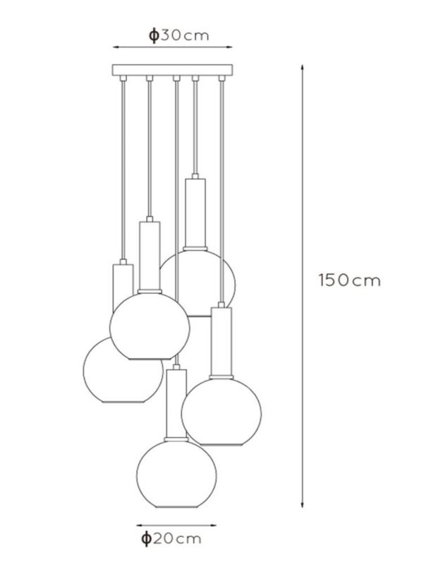 Lampa wisząca Lucide MARIUS czarna 5xE27x40W IP20 wym:150x55x55cm - 1 szt.