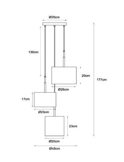 Lampa wisząca Lucide MAYA czarna 3xE27x40W IP20 wym:150x50x50cm - 1 szt.