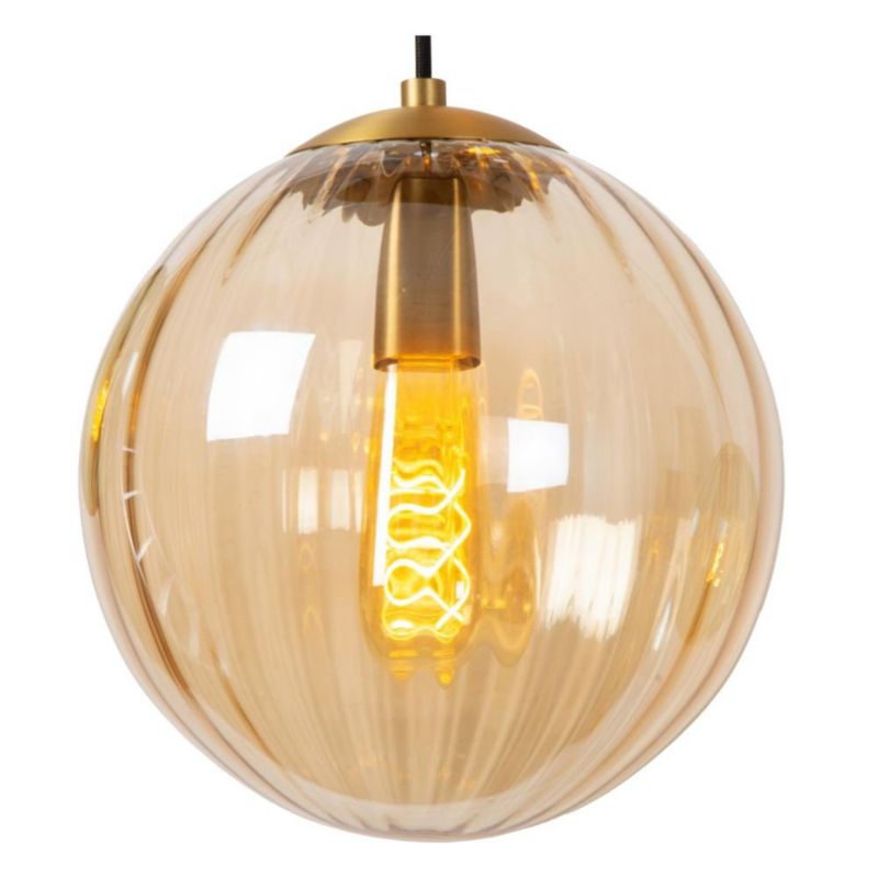 Lampa wisząca Lucide MONSARAZ zielono-bursztynowy-czarna 3xE27x40W IP20 wym:150x55x55cm - 1 szt.