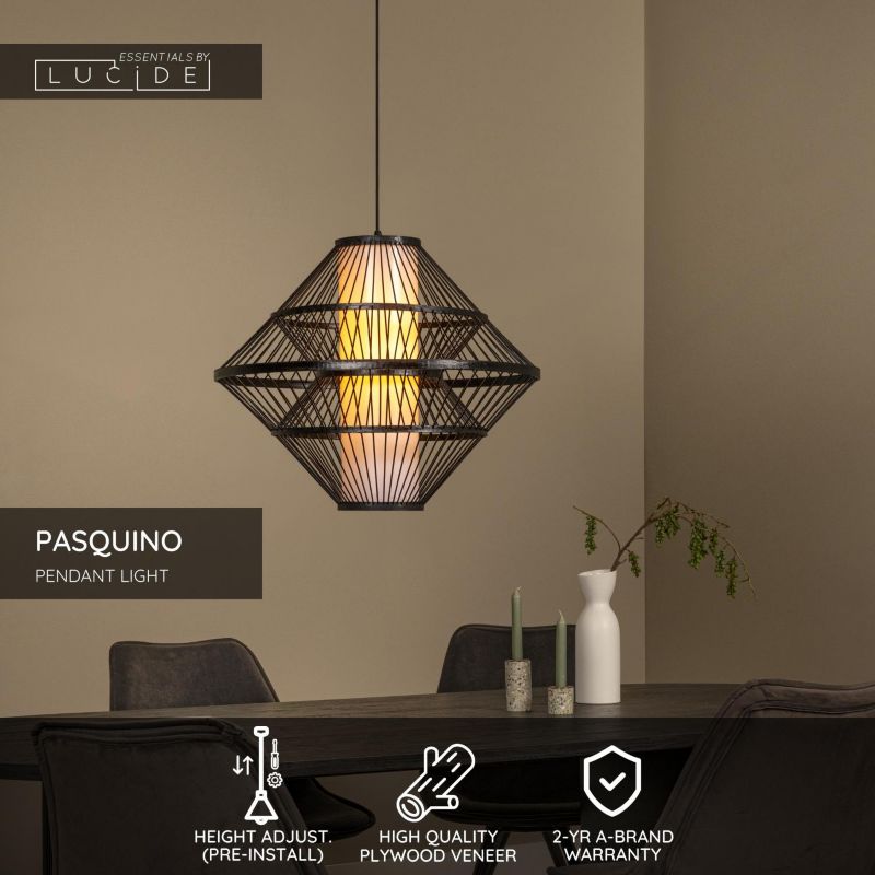 Lampa wisząca Lucide PASQUINO czarna 1xE27x40W IP20 wym:80x60x60cm - 1 szt.