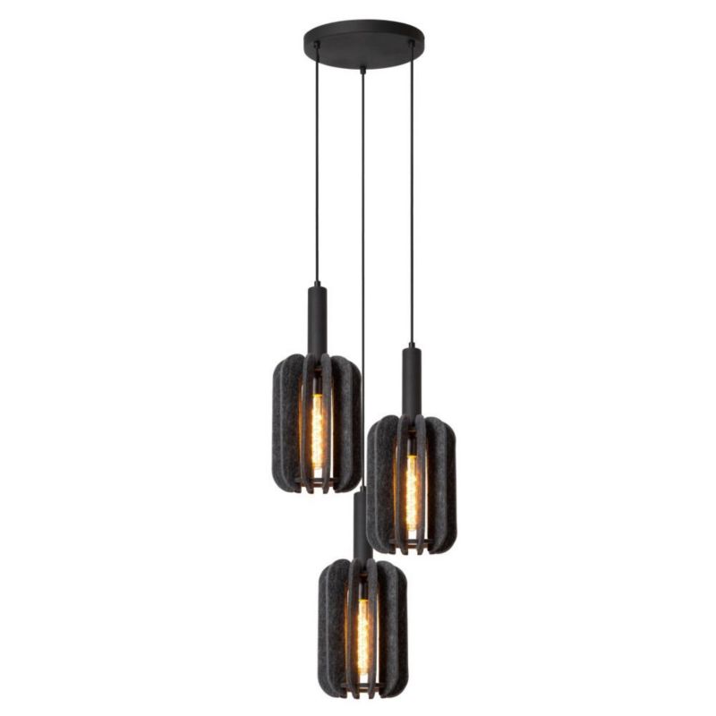 Lampa wisząca Lucide RAFAL szaro-odcienie szarości-czarna 3xE27x40W IP20 wym:183x50x50cm - 1 szt.