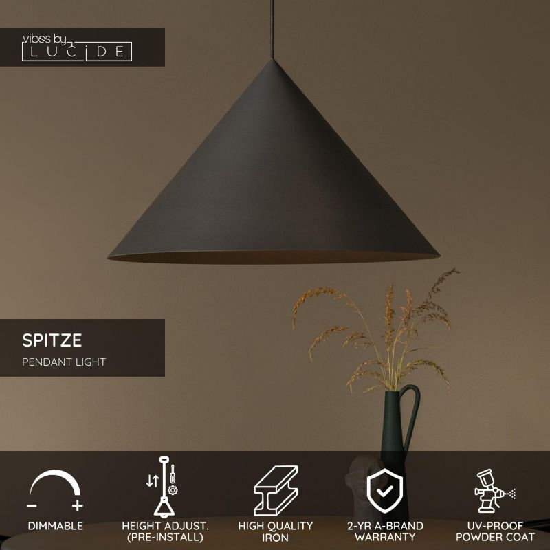 Lampa wisząca Lucide SPITZE szaro-czarna 1xE27x40W IP20 wym:180x60x60cm - 1 szt.
