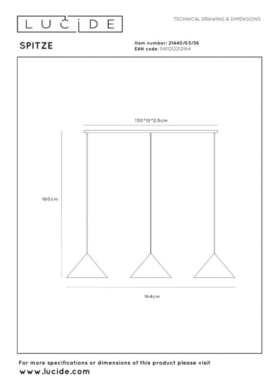 Lampa wisząca Lucide SPITZE szaro-czarna 3xE27x40W IP20 wym:160x164x40cm - 1 szt.