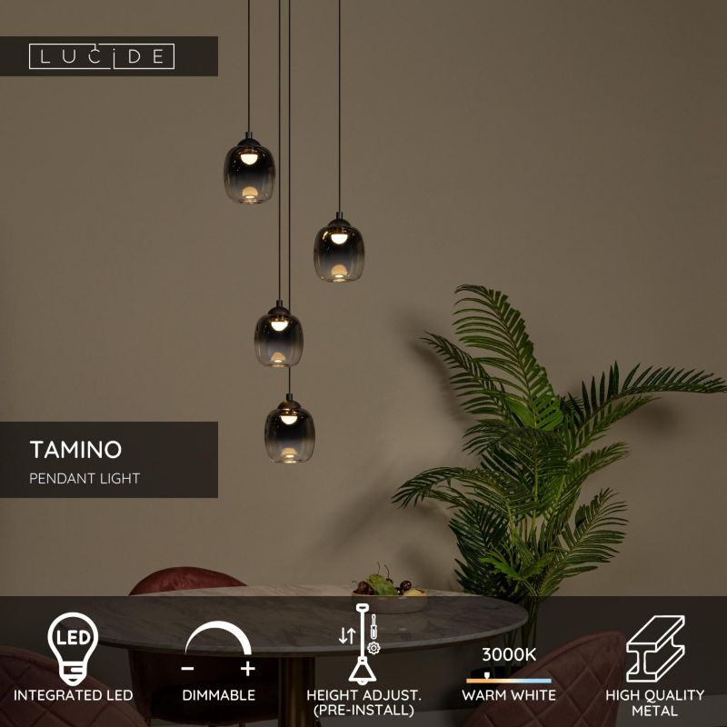 Lampa wisząca Lucide TAMINO czarna-dymiona LED 20.8W 3000K 2400lm IP20 - 1 szt.