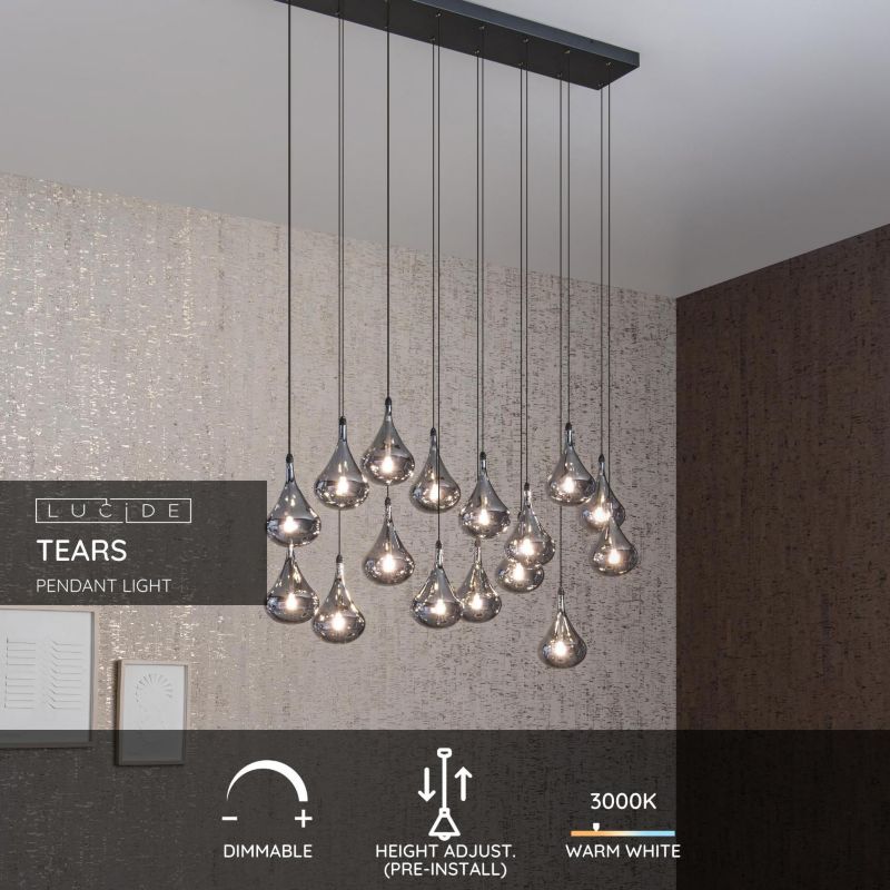 Lampa wisząca Lucide Tears 2340 czarna nad stół 16xG4 x 1.5W 1 szt.