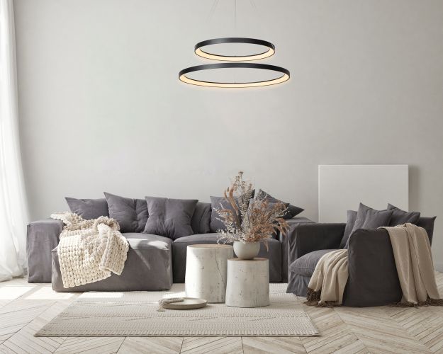 Lampa wisząca Lucide Vidal czarna ring wbudowany LED 92W 1 szt.