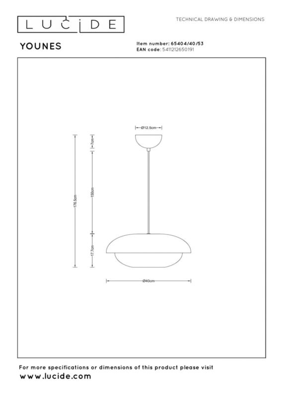 Lampa wisząca Lucide YOUNES pomarańczowa 1xE27x40W IP20 wym:50x40x40cm - 1 szt.