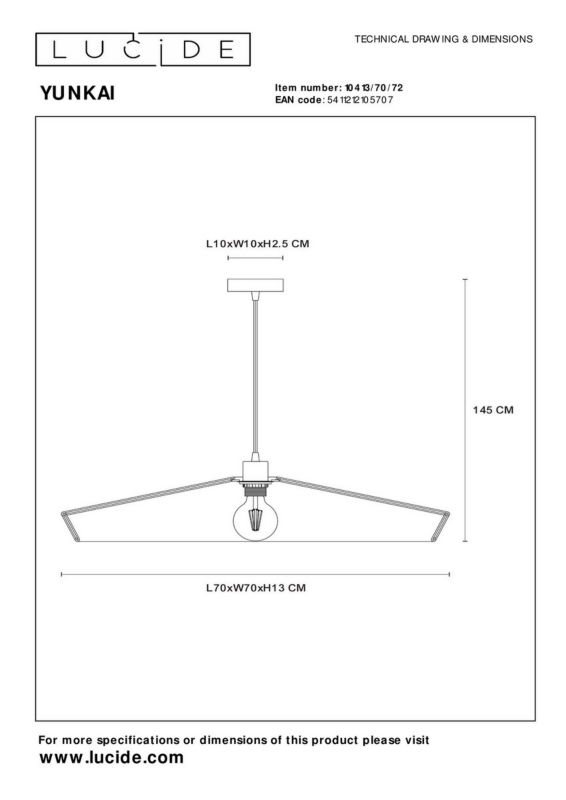 Lampa wisząca Lucide Yunkai 5707 jasne drewno boho 1xE27 x 60W 1 szt.