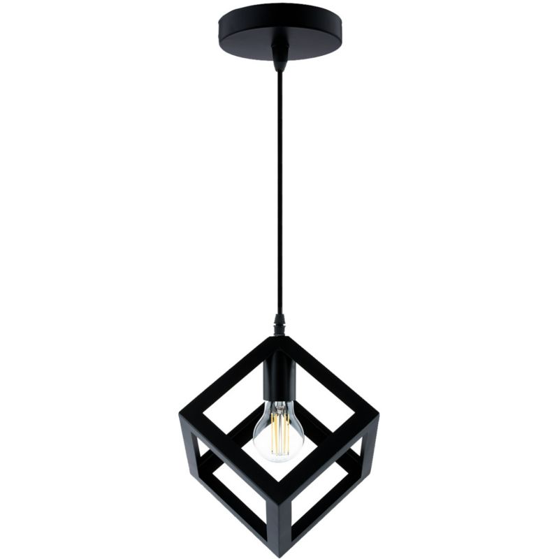 Lampa Wisząca Lumiled Sufitowa Geometryczna Kwadrat Zwis LED E27 Czarna 1 szt.