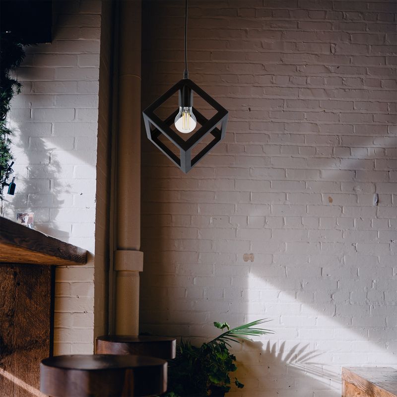 Lampa Wisząca Lumiled Sufitowa Geometryczna Kwadrat Zwis LED E27 Czarna 1 szt.