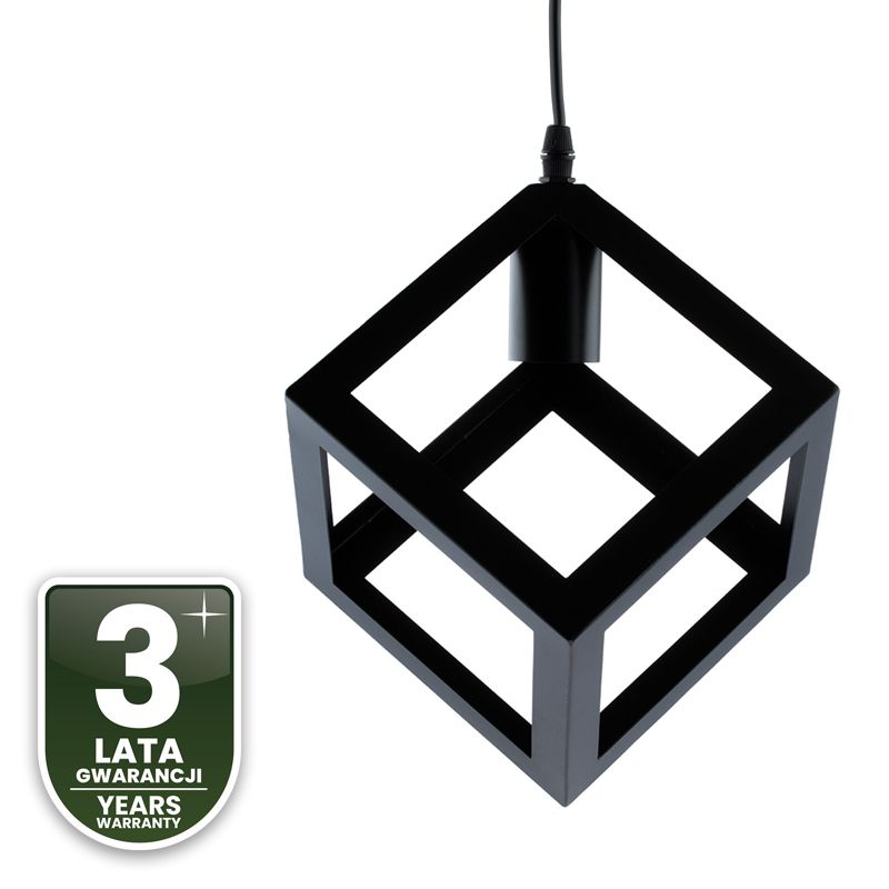 Lampa Wisząca Lumiled Sufitowa Geometryczna Kwadrat Zwis LED E27 Czarna 1 szt.