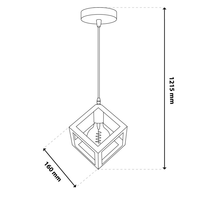 Lampa Wisząca Lumiled Sufitowa Geometryczna Kwadrat Zwis LED E27 Czarna 1 szt.