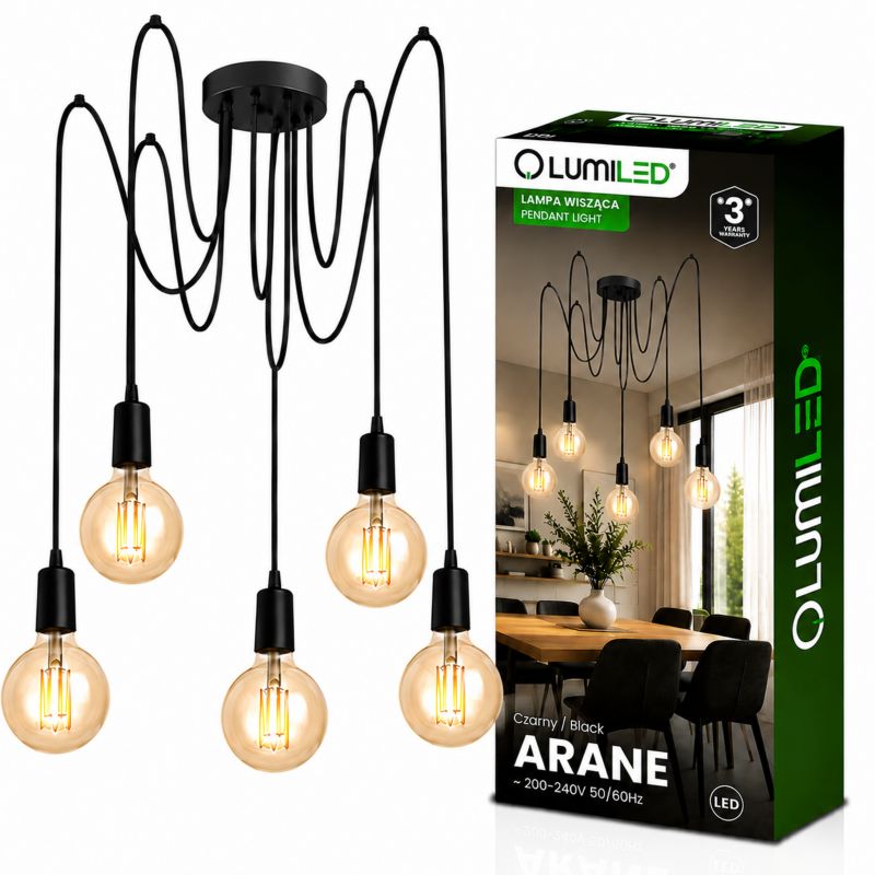 Lampa Wisząca Lumiled Sufitowa Pająk 5 ramion do LED 5x E27 1 szt.