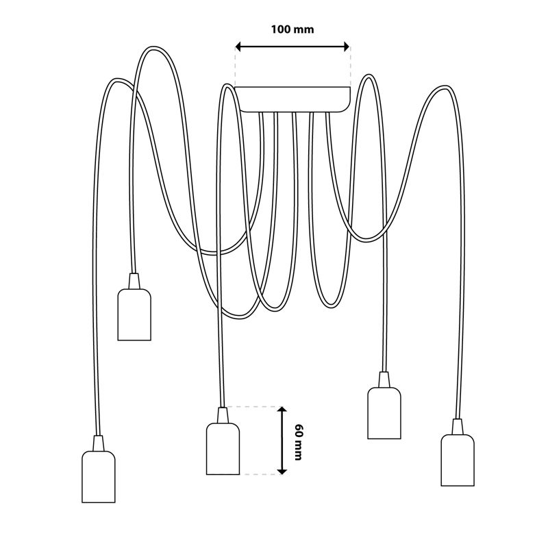 Lampa Wisząca Lumiled Sufitowa Pająk 5 ramion do LED 5x E27 1 szt.