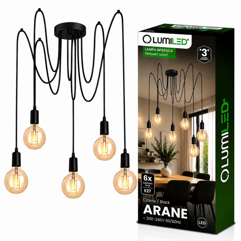 Lampa Wisząca Lumiled Sufitowa Pająk 6 Ramion do LED 6x E27 1 szt.