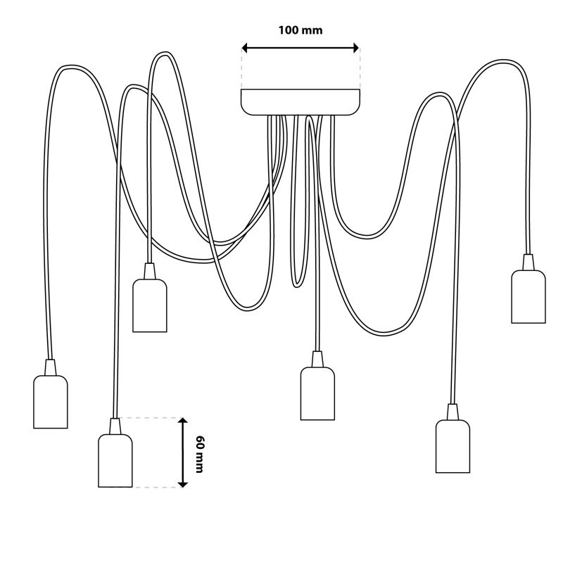 Lampa Wisząca Lumiled Sufitowa Pająk 6 Ramion do LED 6x E27 1 szt.