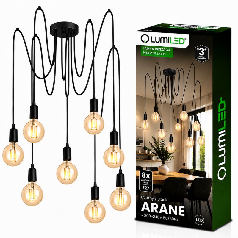 Lampa Wisząca Lumiled Sufitowa Pająk 8 ramion do LED 8x E27 1 szt.