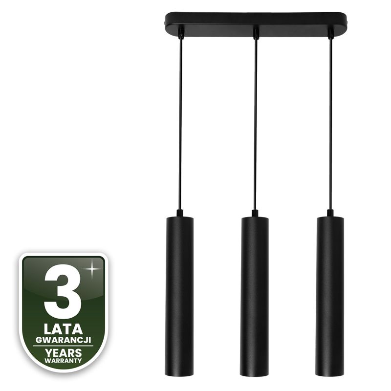 Lampa Wisząca Lumiled Sufitowa Zwis 29cm Reflektor 3x GU10 LED Czarny 1 szt.
