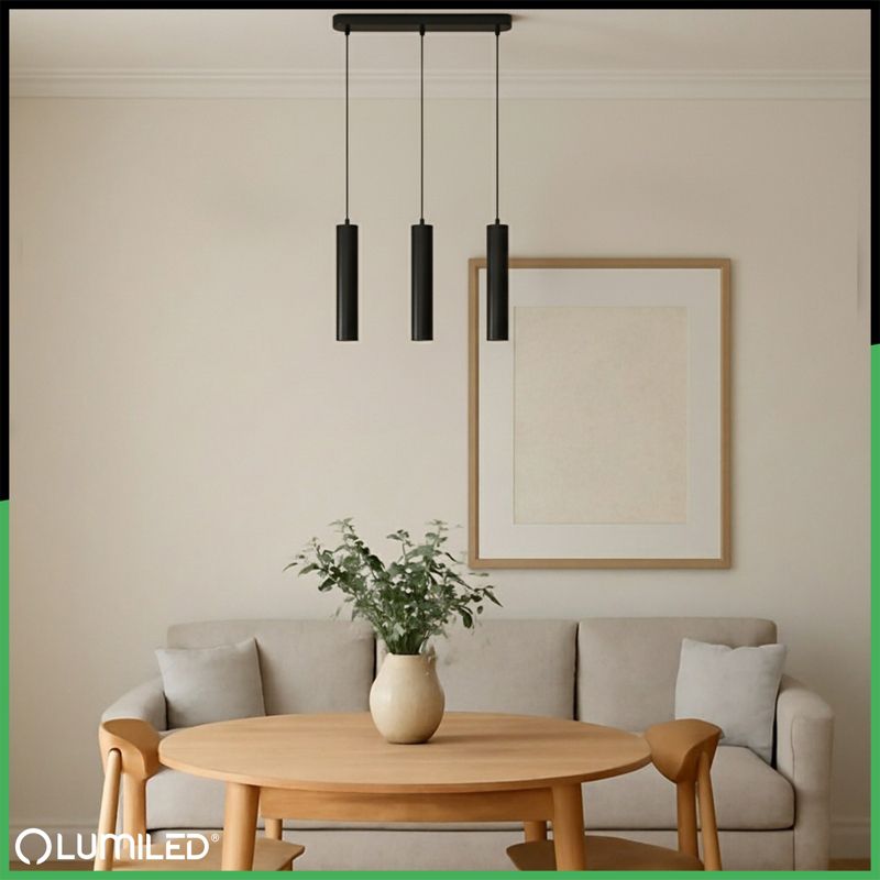 Lampa Wisząca Lumiled Sufitowa Zwis 29cm Reflektor 3x GU10 LED Czarny 1 szt.