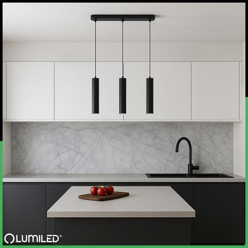 Lampa Wisząca Lumiled Sufitowa Zwis 29cm Reflektor 3x GU10 LED Czarny 1 szt.