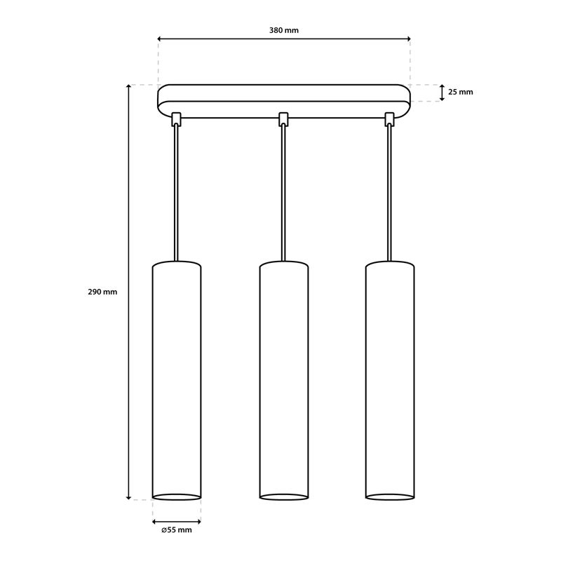 Lampa Wisząca Lumiled Sufitowa Zwis 29cm Reflektor 3x GU10 LED Czarny 1 szt.