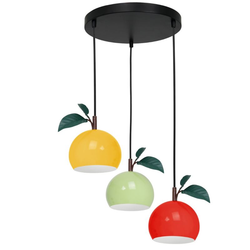 Lampa wisząca Luminex Apple czarno-żółta-zielona-czerwona wym: 110 x 42 x 42 cm 3xE27 x 15W 1 szt.