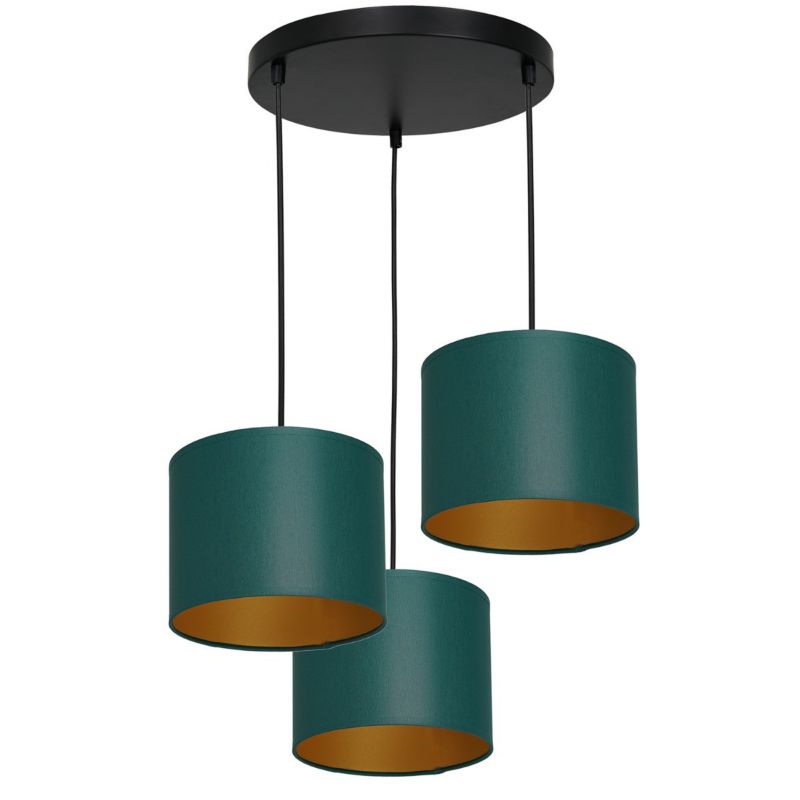 Lampa wisząca Luminex Arden zielono-czarny matowy-złota wym: 110 x 45 x 45 cm 3xE27 x 15W 1 szt.
