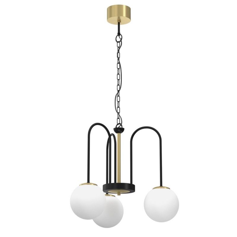 Lampa wisząca Luminex Cambridge czarny mat-mosiądz szczotkowany-biała wym: 120 x 51 x 51 cm 3xE14 x 15W 1 szt.