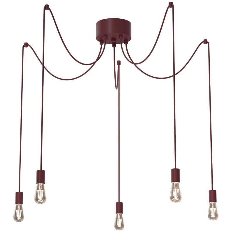 Lampa wisząca Luminex Spindel czerwona 5xE27x15W IP20 wym:250x15x15cm - 1 szt.