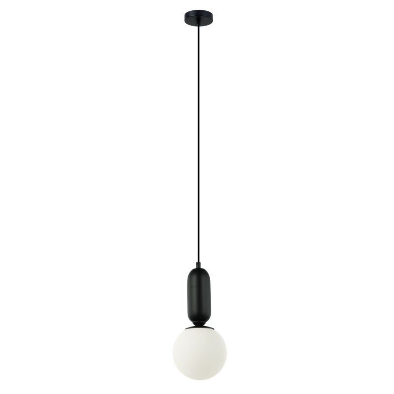 Lampa wisząca mała biała kula Italux Aldeva czarna 1xE27x40W IP20 wym:108x15x15cm - 1 szt.