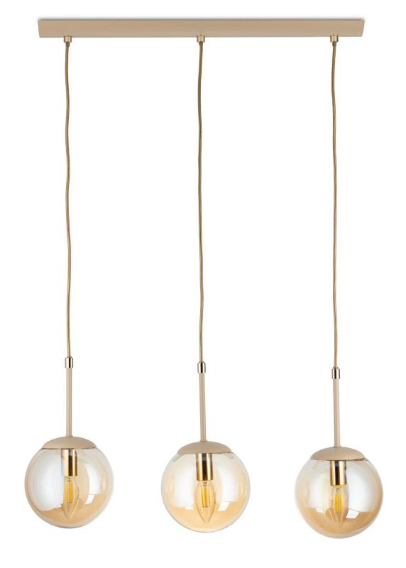 Lampa wisząca Maro HowHomely beżowa szkło 3xE14 1 szt.