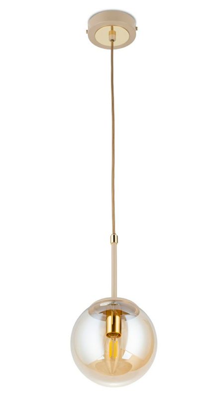 Lampa wisząca Maro HowHomely beżowa szklana 15 cm wys. 90 cm 1 szt.