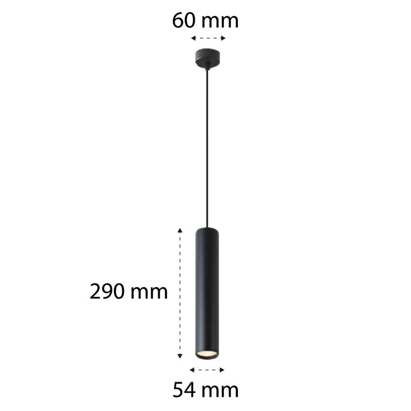 Lampa wisząca MasterLED Keon LED GU10  sufitowa tuba 131 cm IP20 czarna matowa 1 szt.