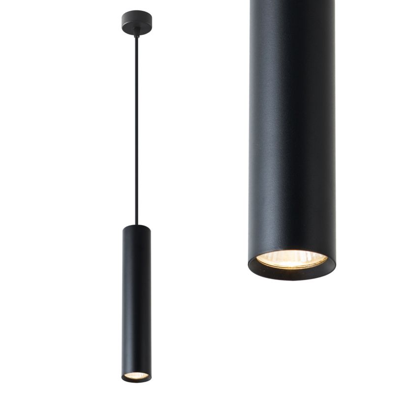 Lampa wisząca MasterLED Keon LED GU10  sufitowa tuba 131 cm IP20 czarna matowa 1 szt.