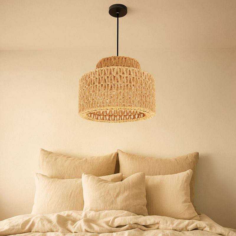 Lampa wisząca MasterLED Korn E27 LED oprawa sufitowa żyrandol 30cm IP20 bambus boho 1 szt.