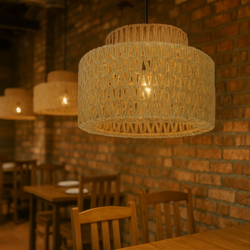 Lampa wisząca MasterLED Korn E27 LED oprawa sufitowa żyrandol 30cm IP20 bambus boho 1 szt.