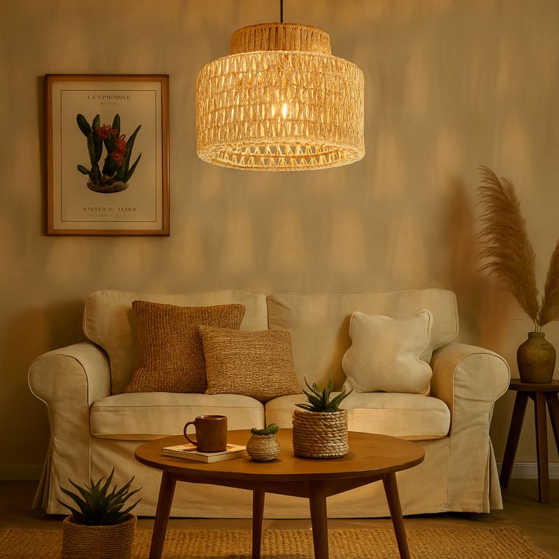 Lampa wisząca MasterLED Korn E27 LED oprawa sufitowa żyrandol 30cm IP20 bambus boho 1 szt.