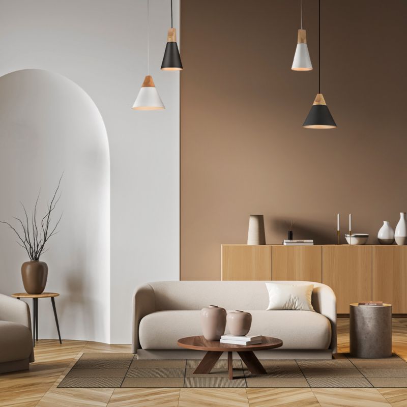Lampa wisząca Maytoni Bicones szaro-jasne drewno wym: 142 x