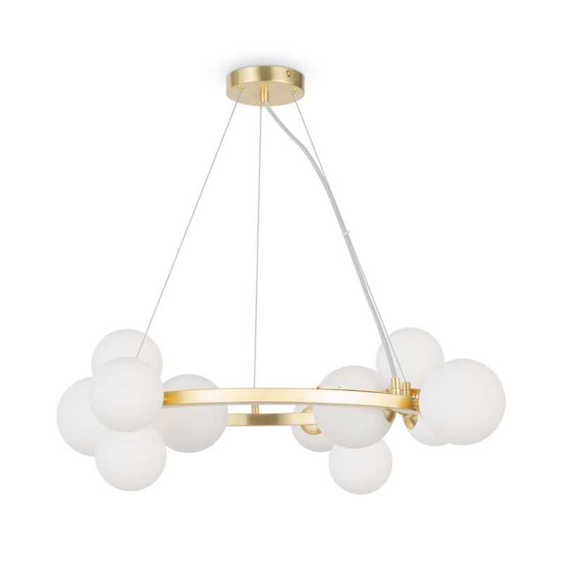 Lampa wisząca Maytoni Dallas złoto-biała okrągła szklane kule 11xG9 x 28W 1 szt.