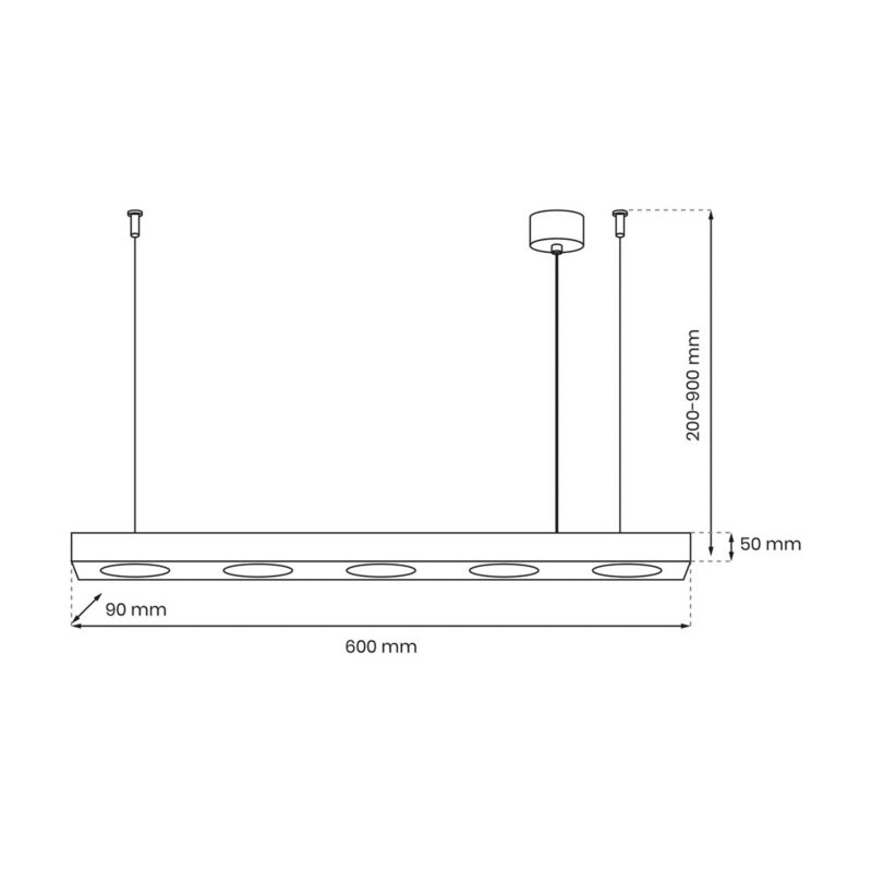 Lampa wisząca Milagro Alexander 8348 czarna szerokość 102 cm 5xGX53 x 12W 1 szt.