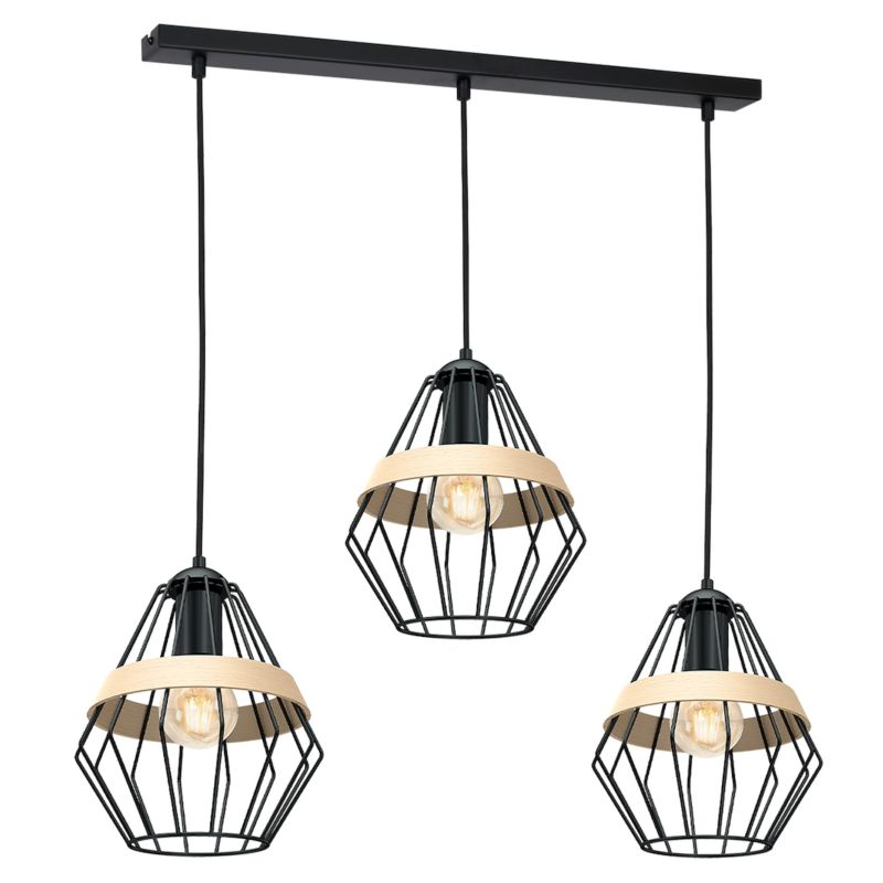 Lampa wisząca Milagro Cliff Black 3 źródła światła 1 szt.