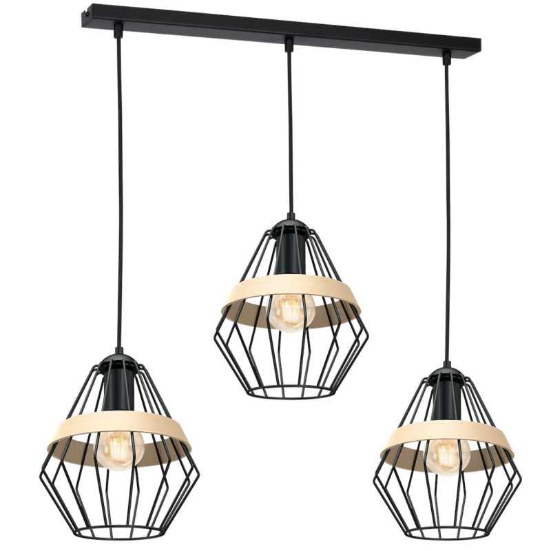 Lampa wisząca Milagro Cliff Black 3 źródła światła 1 szt.