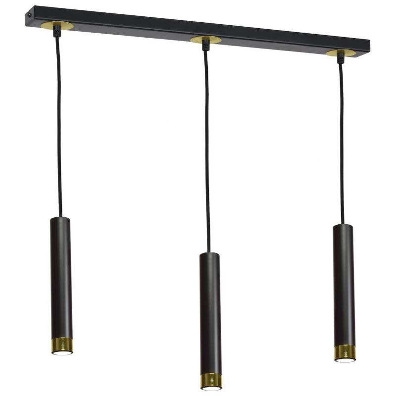 Lampa wisząca MiLAGRO DANI potrójna czarna ze złotymi dodatkami 3 x gu10 1 szt.