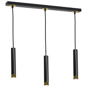 Lampa wisząca MiLAGRO DANI potrójna czarna ze złotymi dodatkami 3 x gu10 1 szt.