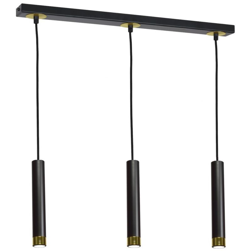 Lampa wisząca MiLAGRO DANI potrójna czarna ze złotymi dodatkami 3 x gu10 1 szt.