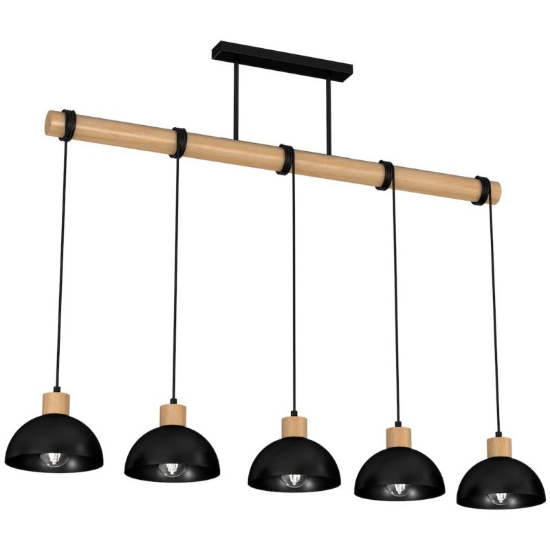 Lampa wisząca MiLAGRO ERIK Black Wood 5xE27 industrialna 1 szt.
