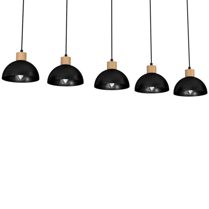 Lampa wisząca MiLAGRO ERIK Black Wood 5xE27 industrialna 1 szt.