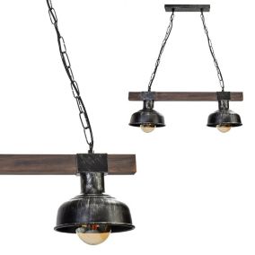 Lampa wisząca Milagro Faro Black Wood 2xE27 Industrialny styl 1 szt.