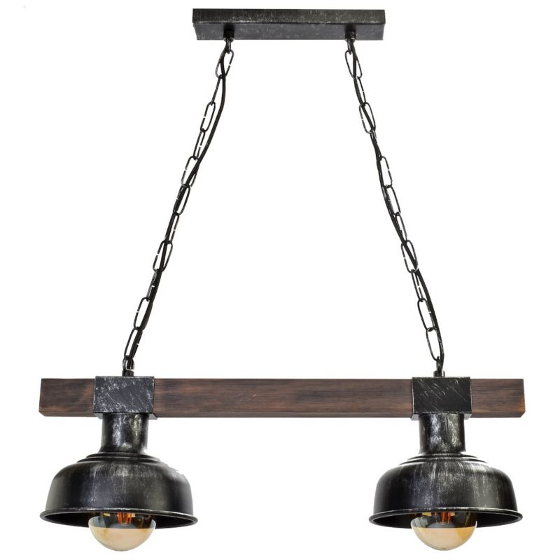 Lampa wisząca Milagro Faro Black Wood 2xE27 Industrialny styl 1 szt.